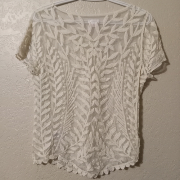 XHILARATION Lace Sheer Floral Tee - Picture 2 of 4